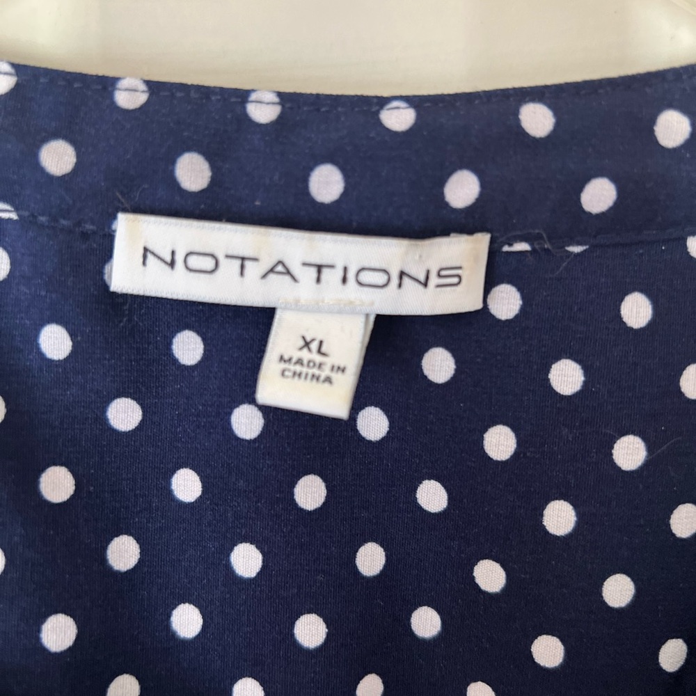 Notations navy polka dot blouse
